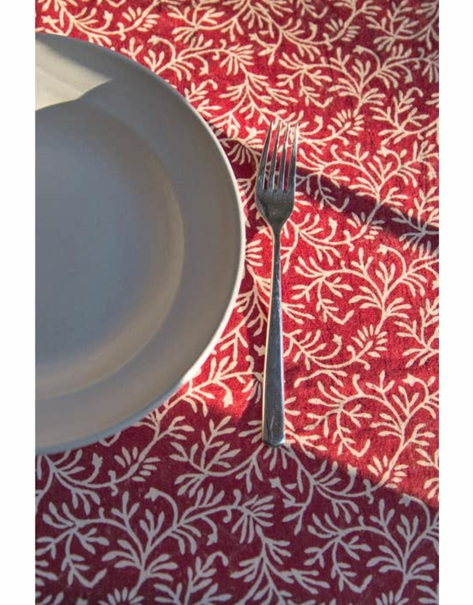 Ten Thousand Villages Red Vines Tablecloth 70x120in