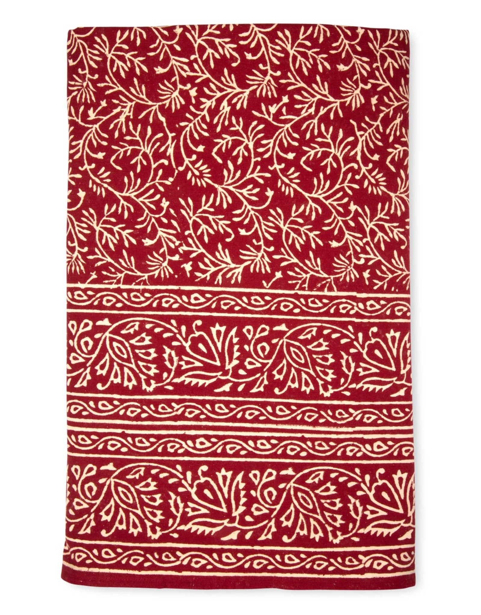 Ten Thousand Villages Red Vines Tablecloth 70x120in