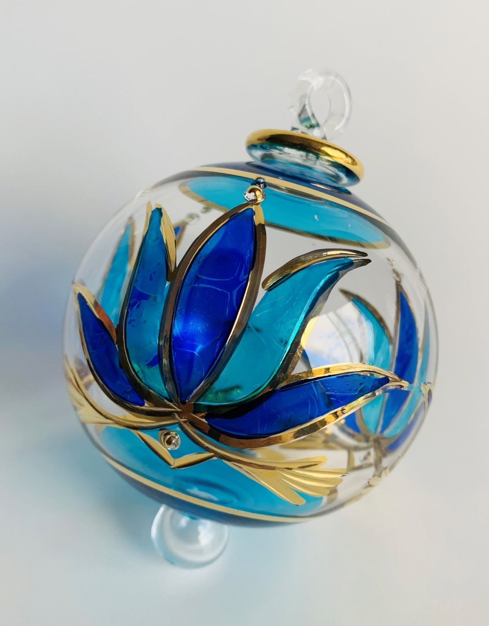 Dandarah Blown Glass Ornament - Blue Lotus