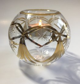 Dandarah Blown Glass Candle Holder  - Gold Drapes