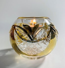 Dandarah Blown Glass Candle Holder- Gold Garland