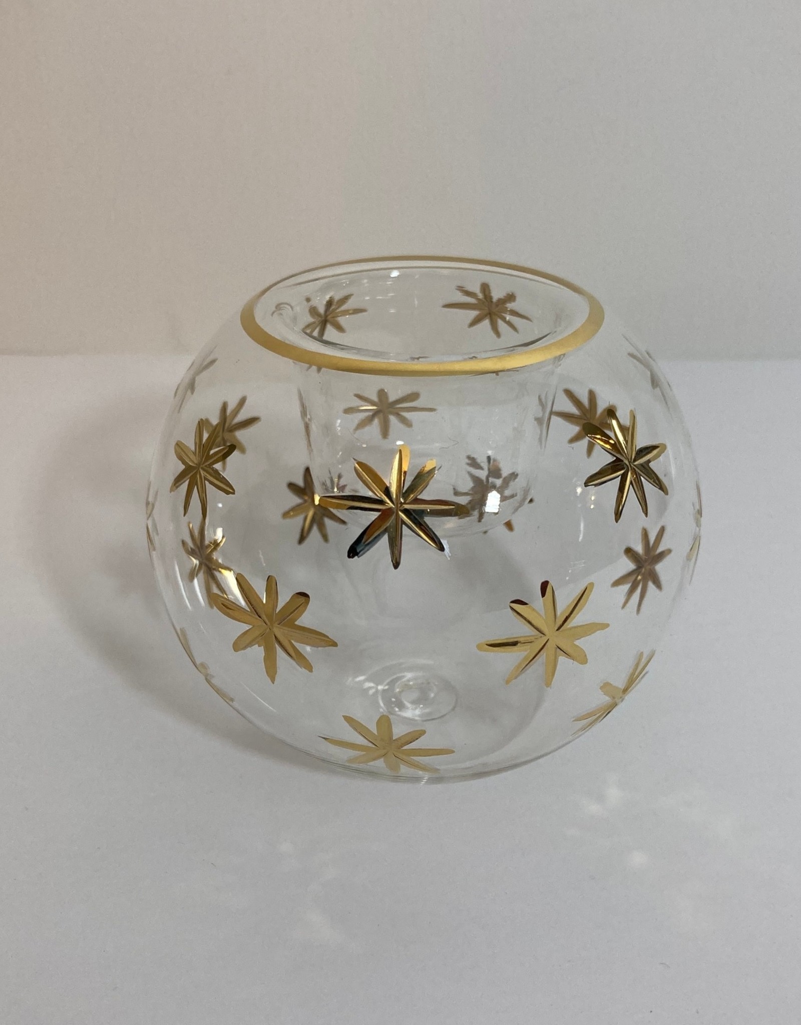 Dandarah Blown Glass Candle Holder  - Gold Stars