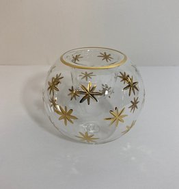 Dandarah Blown Glass Candle Holder  - Gold Stars