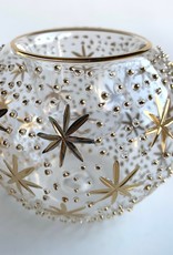 Dandarah Blown Glass Candle Holder  - Gold Stars & Dots