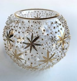 Dandarah Blown Glass Candle Holder  - Gold Stars & Dots