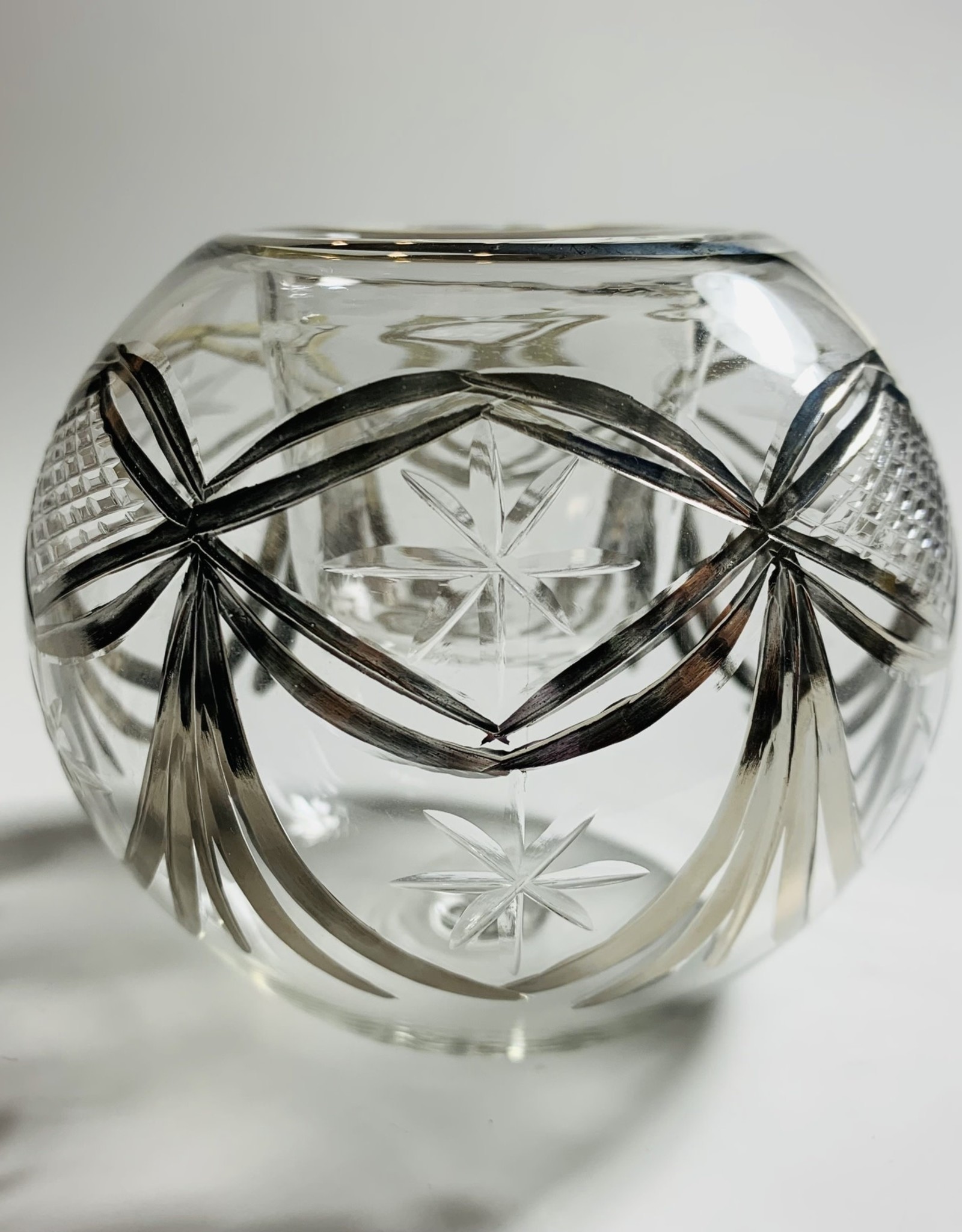 Dandarah Blown Glass Candle Holder  - Silver Drapes