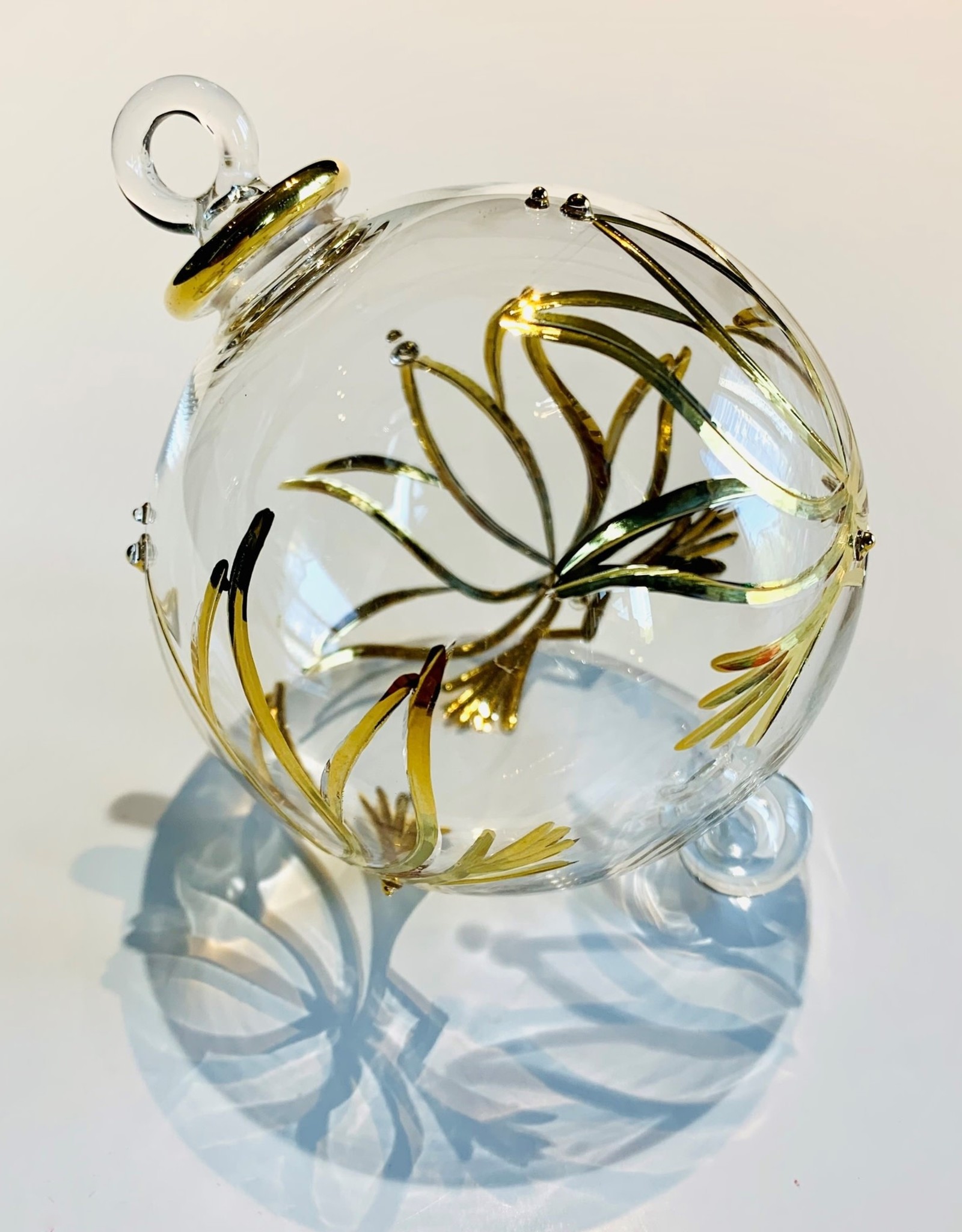 Dandarah Blown Glass Ornament - Gold Lotus