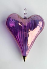 Dandarah Blown Glass Ornament - Heart Purple