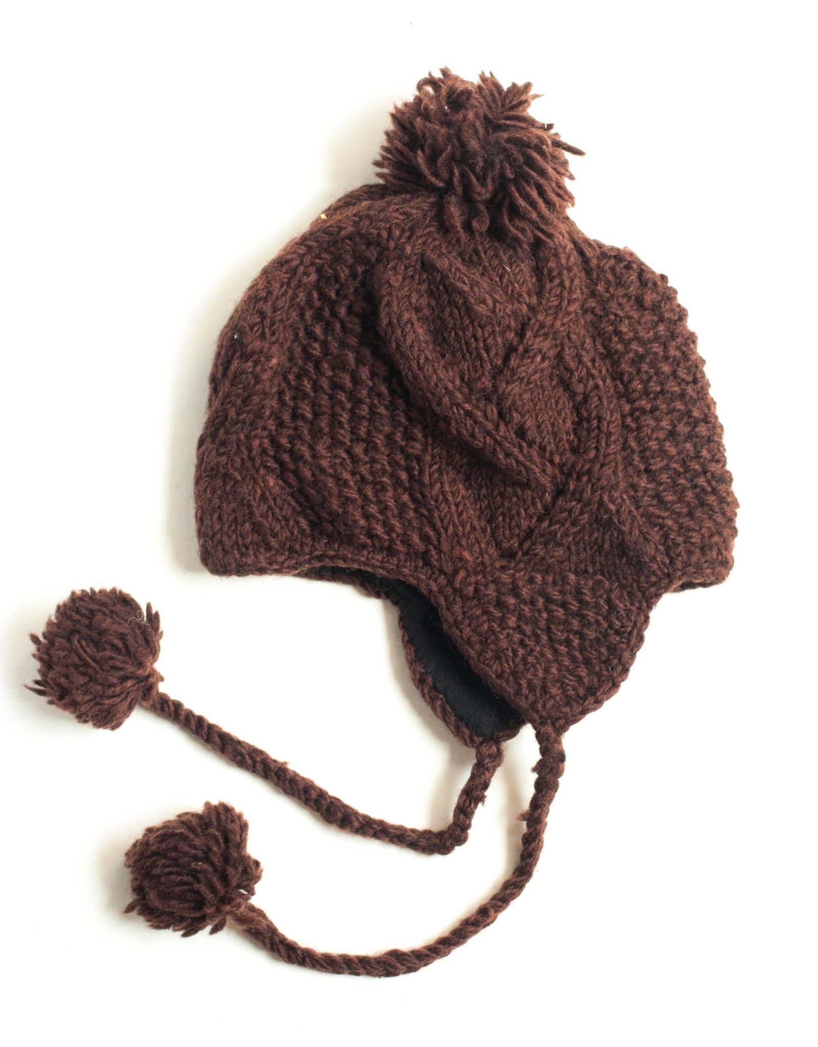 Ganesh Himal Cable Knit Earflap Wool Hat