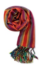 Dandarah Small Striped Handwoven Scarf - Orange, Yellow & Green