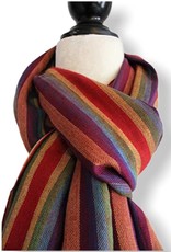 Dandarah Small Striped Handwoven Scarf - Orange, Yellow & Green