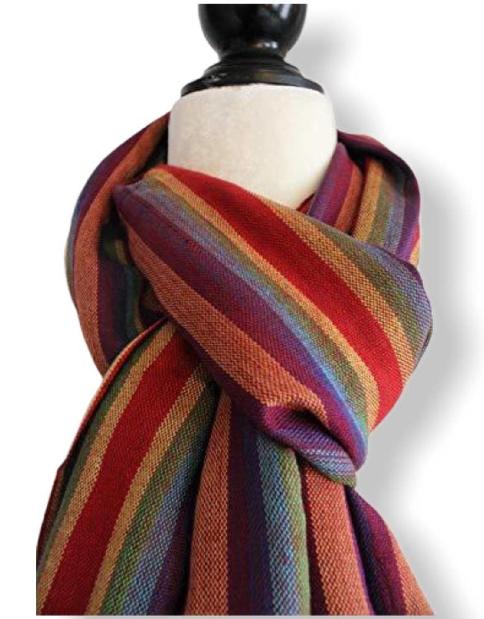 Dandarah Small Striped Handwoven Scarf - Orange, Yellow & Green