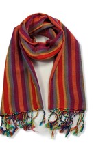 Dandarah Small Striped Handwoven Scarf - Orange, Yellow & Green