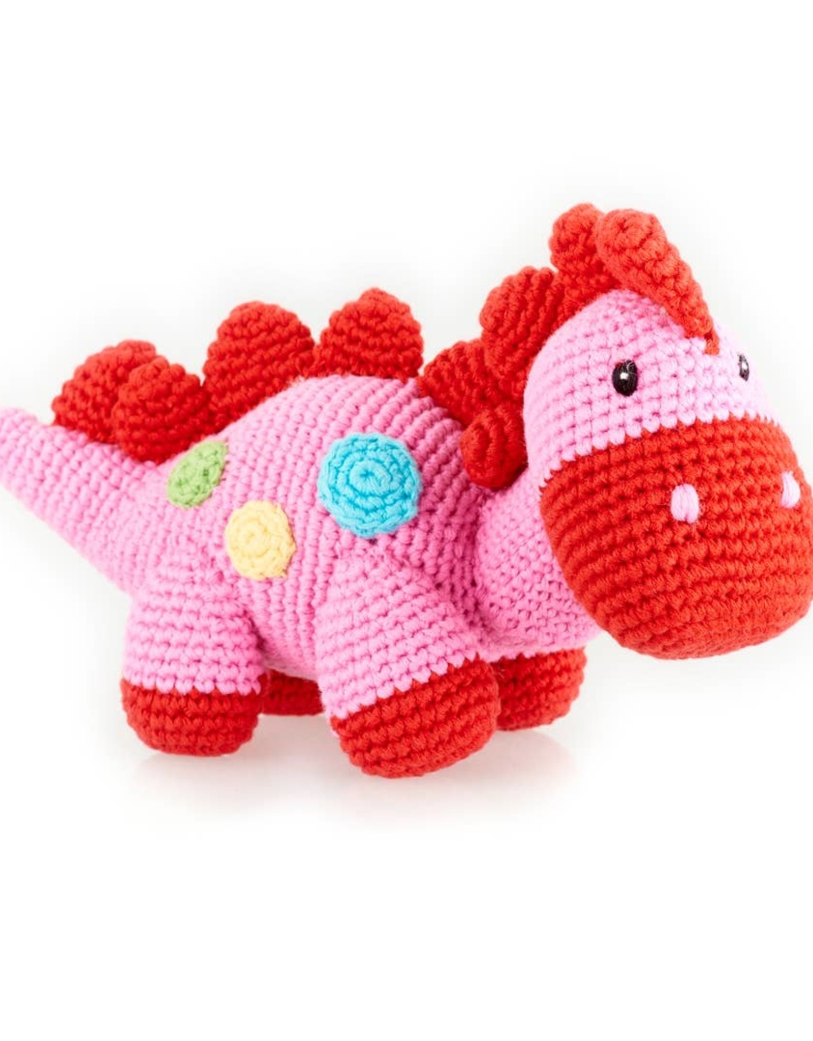 Pebble Steggy Dino Rattle Pink