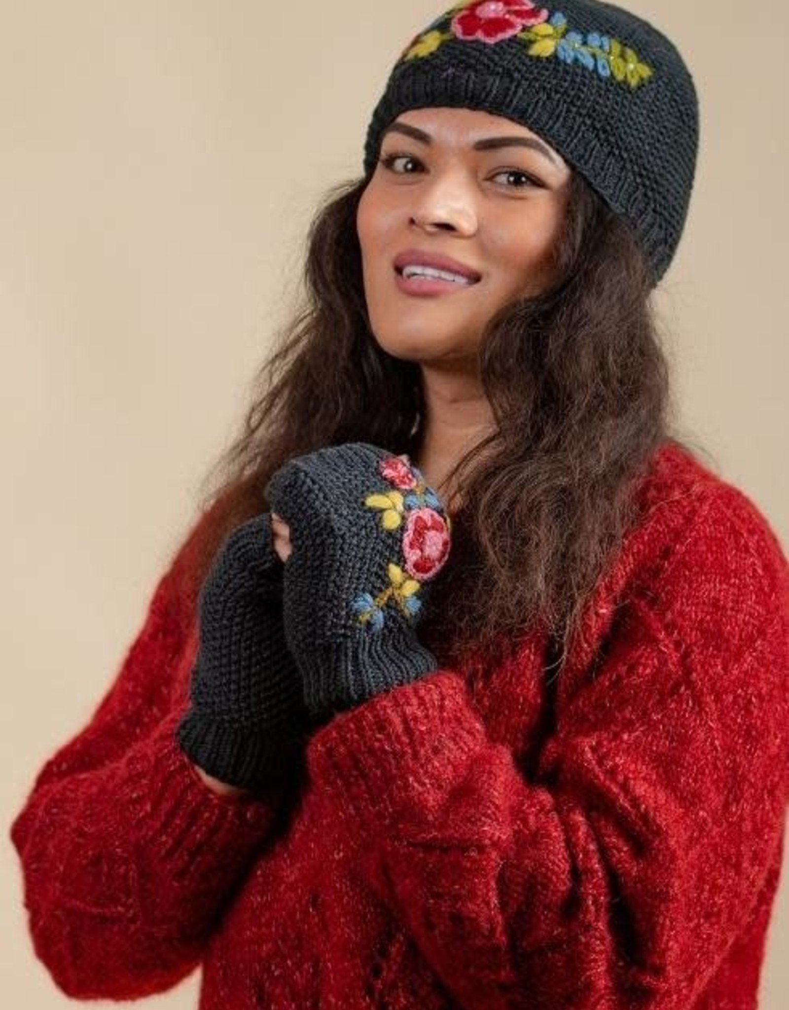 Ganesh Himal Cotton Floral Embroidered Hat