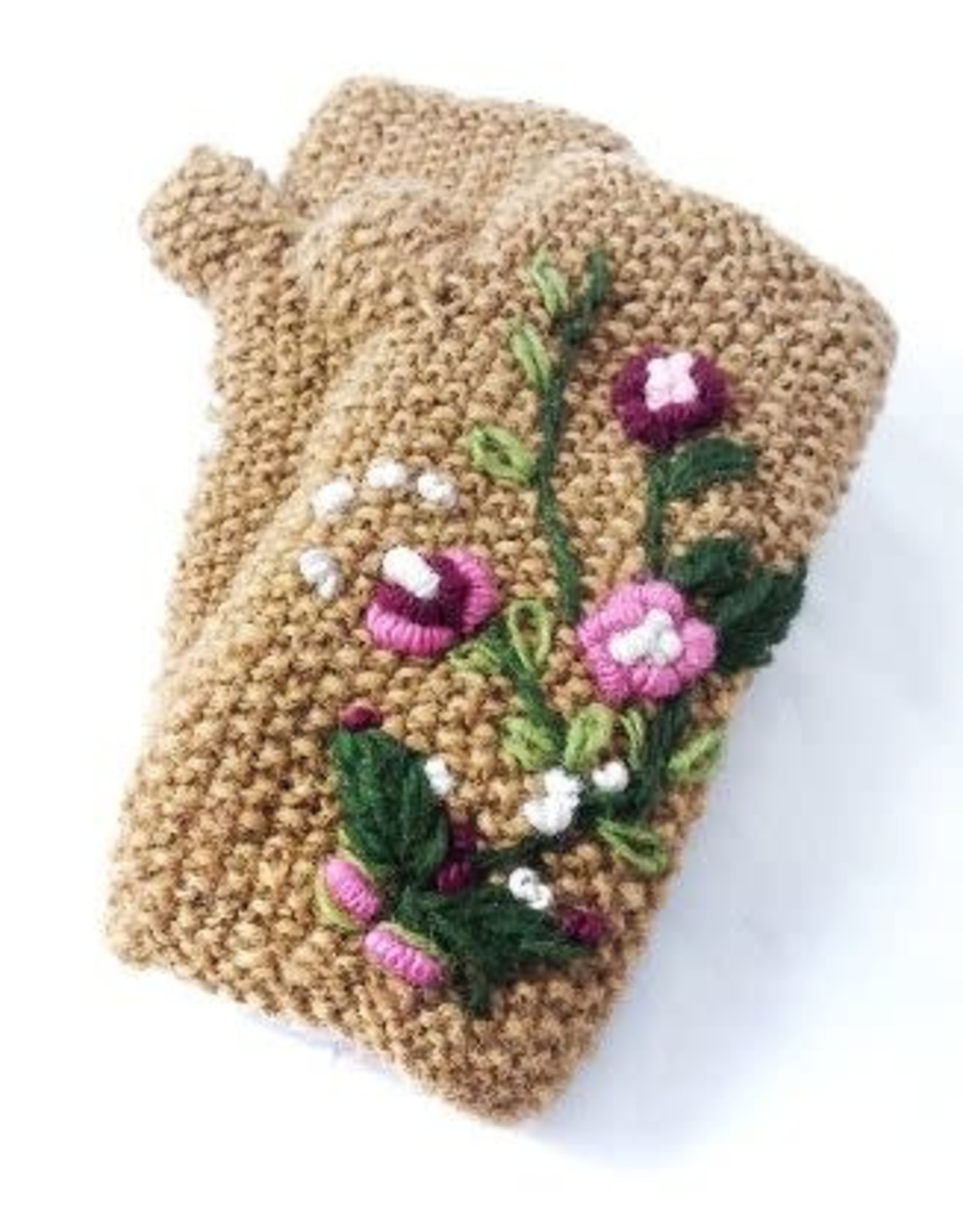 Ganesh Himal Embroidered Flower Fingerless Gloves