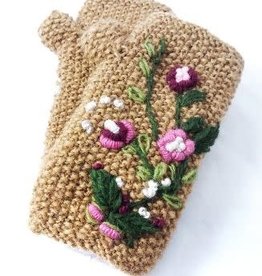 Ganesh Himal Embroidered Flower Fingerless Gloves