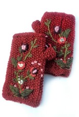 Ganesh Himal Embroidered Flower Fingerless Gloves