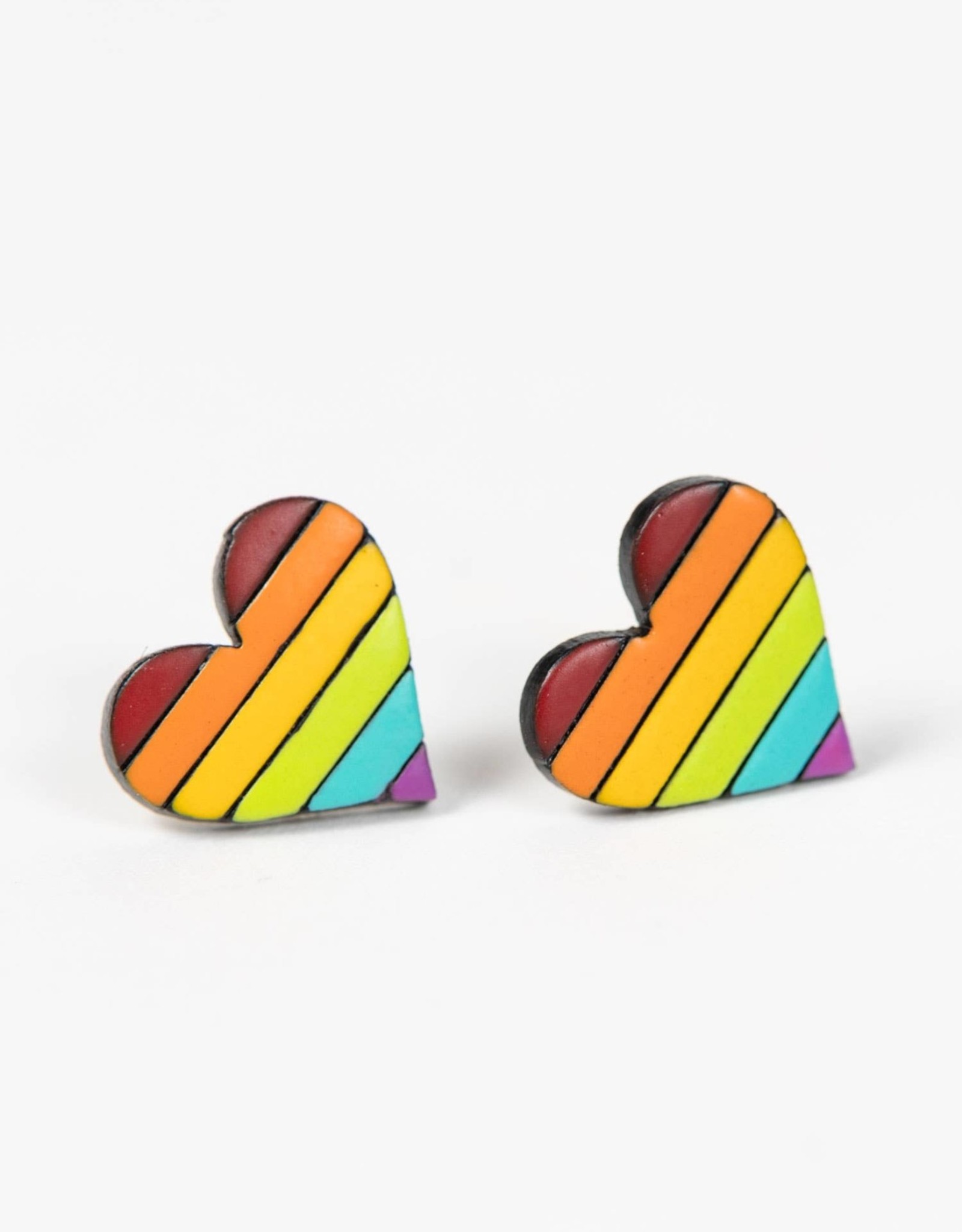 Ten Thousand Villages Rainbow Heart Gourd Earrings