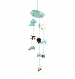 Global Crafts Blue Sheep Felt Nursery Mobile