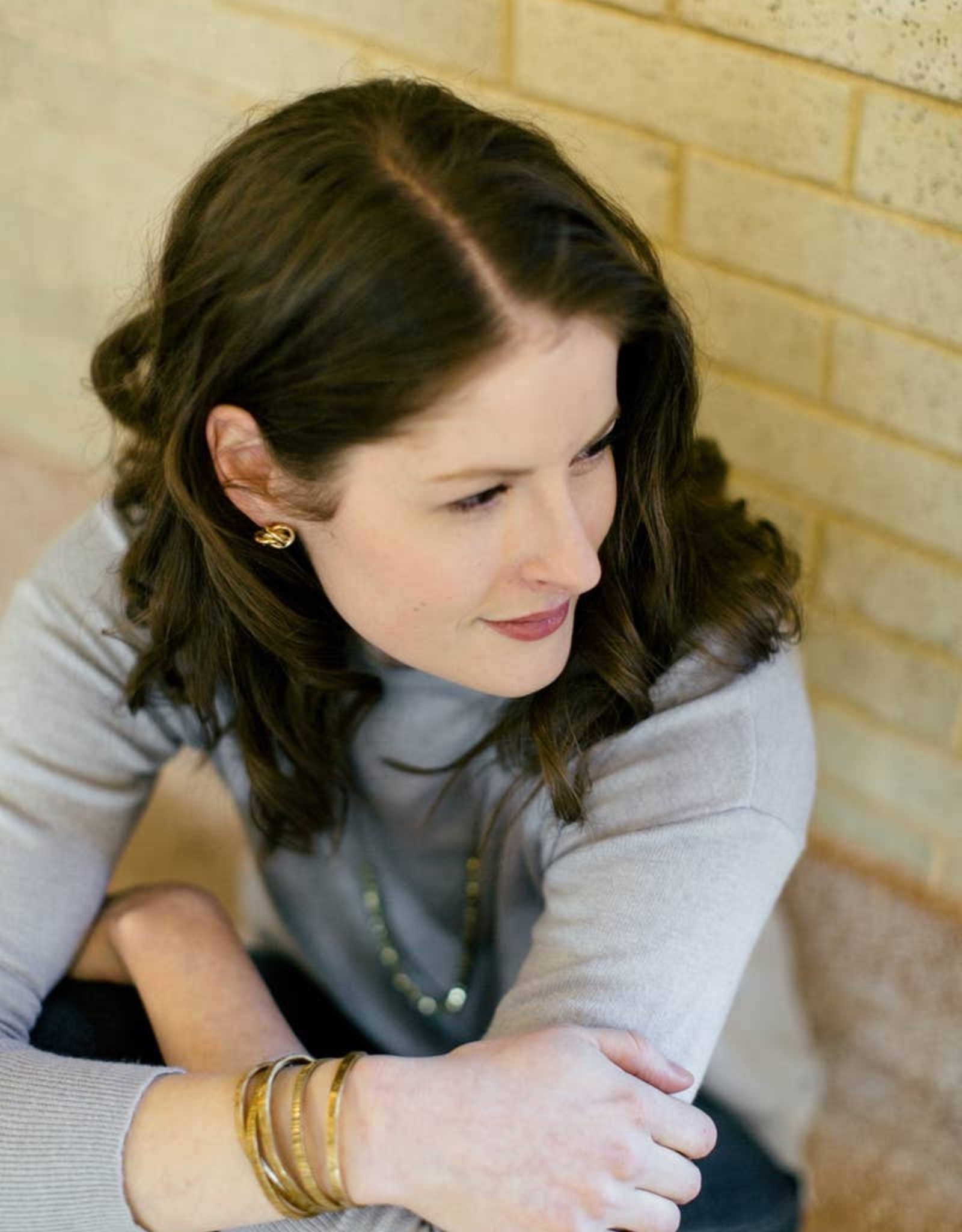 Fair Anita Twisted Knot Studs Earrings - Brass