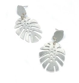 Fair Anita Monstera Studs - Silver