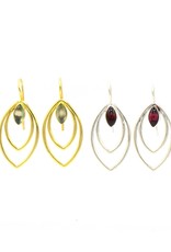 Fair Anita Leaf Drop Garnet Earrings | Silver