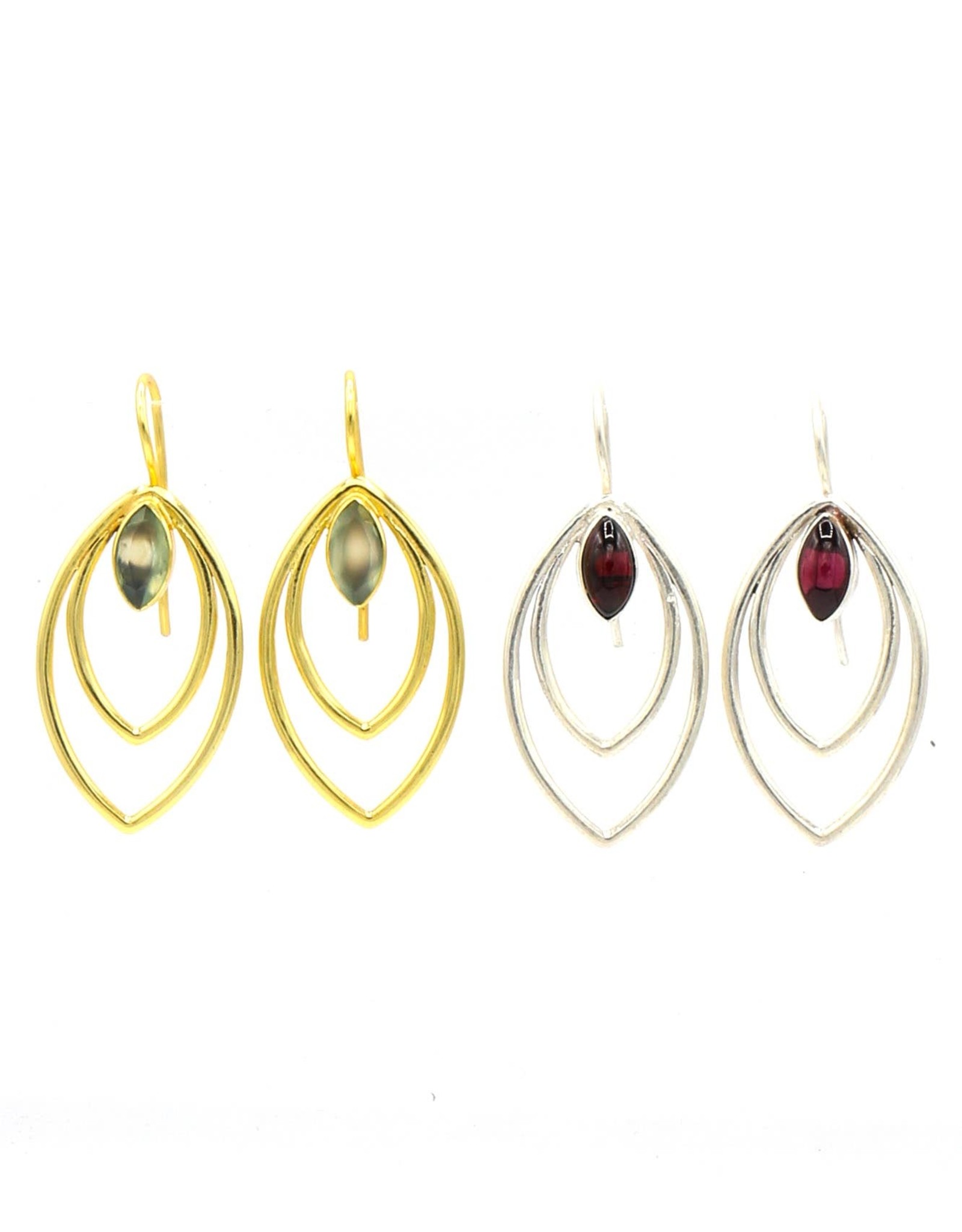 Fair Anita Leaf Drop Garnet Earrings | Silver