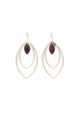 Fair Anita Leaf Drop Garnet Earrings | Silver