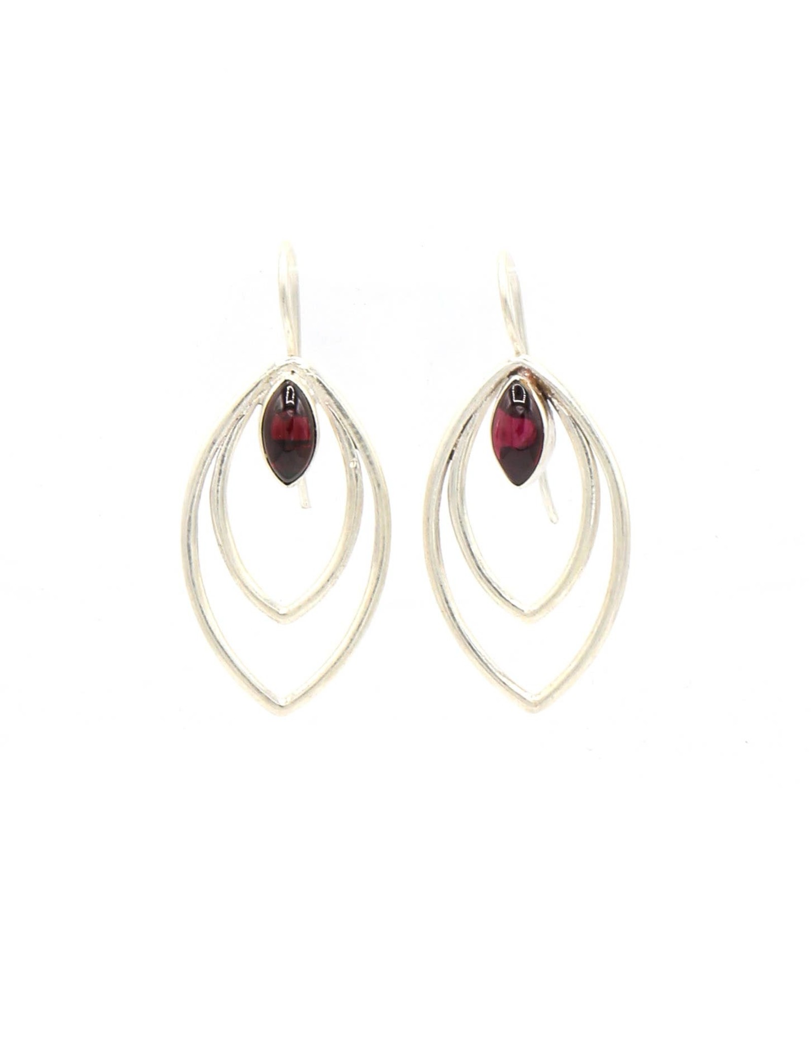 Fair Anita Leaf Drop Garnet Earrings | Silver