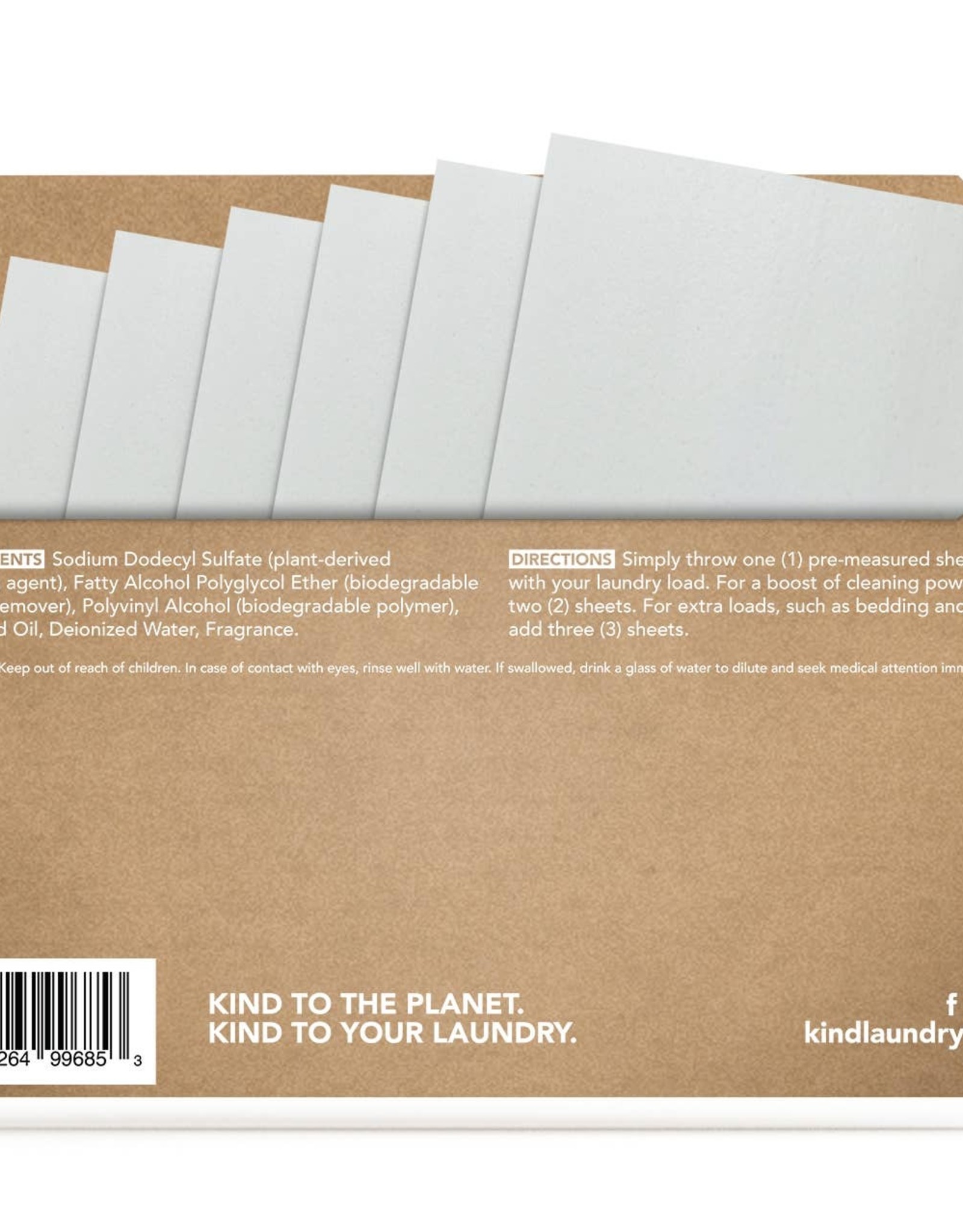 Kind Laundry Laundry Detergent Sheets Travel Pack - Fragrance Free (6 Loads)