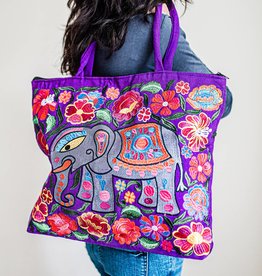 Lucia's Imports Elephant Embroidered Tote Bag