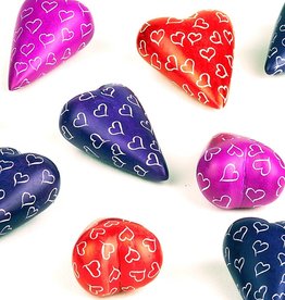 Swahili African Modern Kenyan Lovable Soapstone Hearts - Heart etched