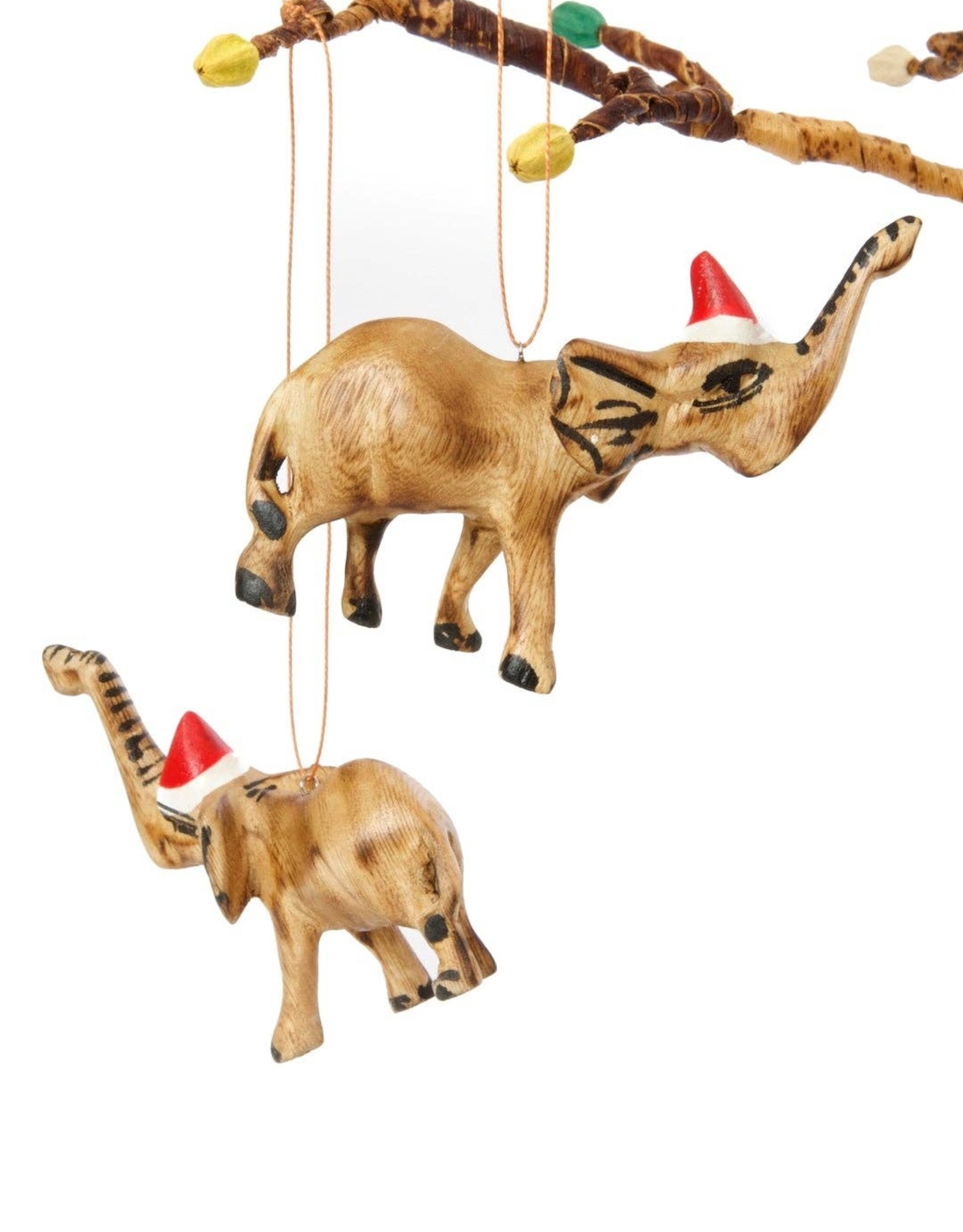 Swahili African Modern Santa's Little Elephant Helper Ornament