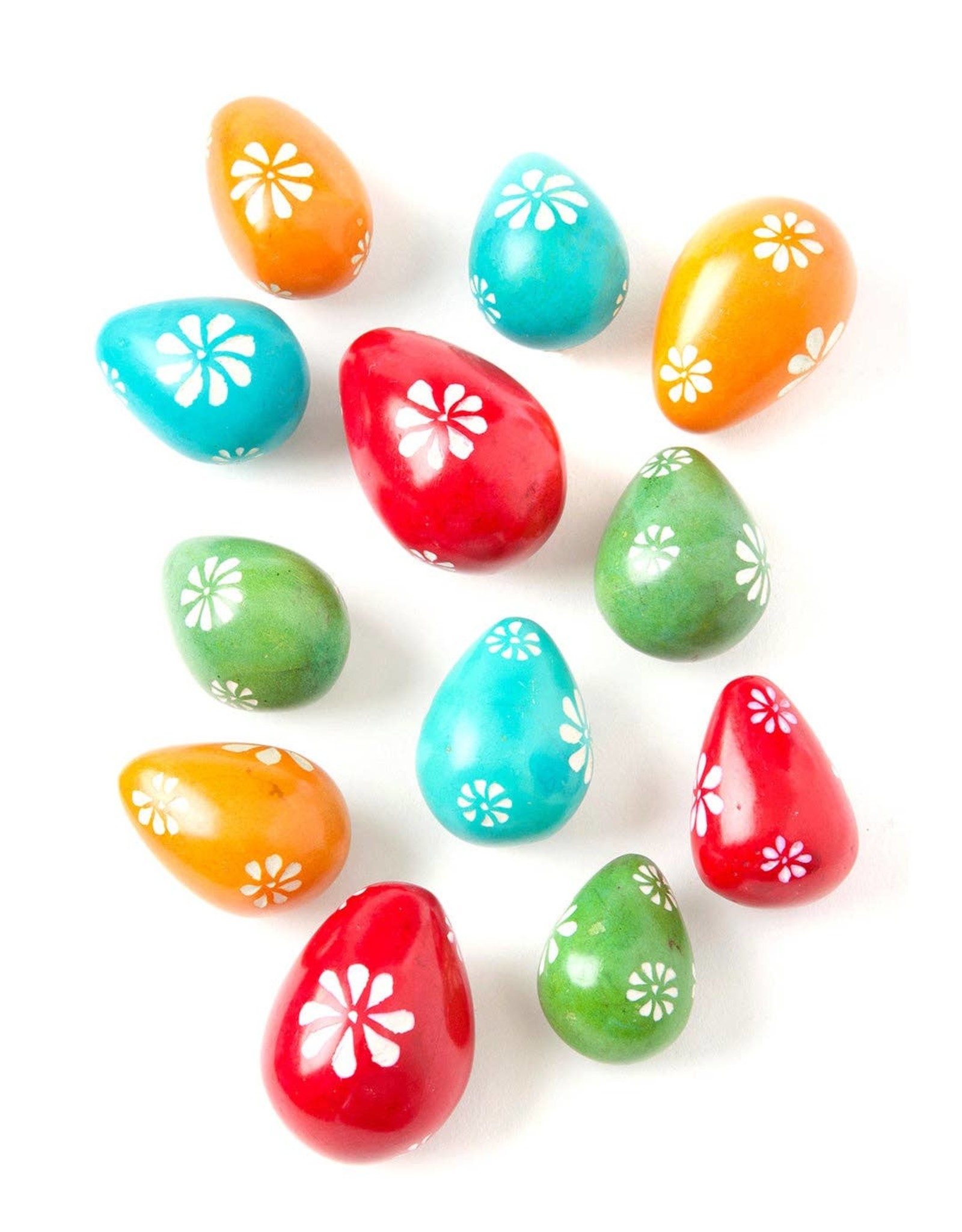 Tiny Colorful Soapstone Eggs with Floral Design Bunyaad