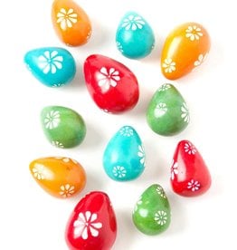Swahili African Modern Tiny Colorful Soapstone Eggs with Floral Design