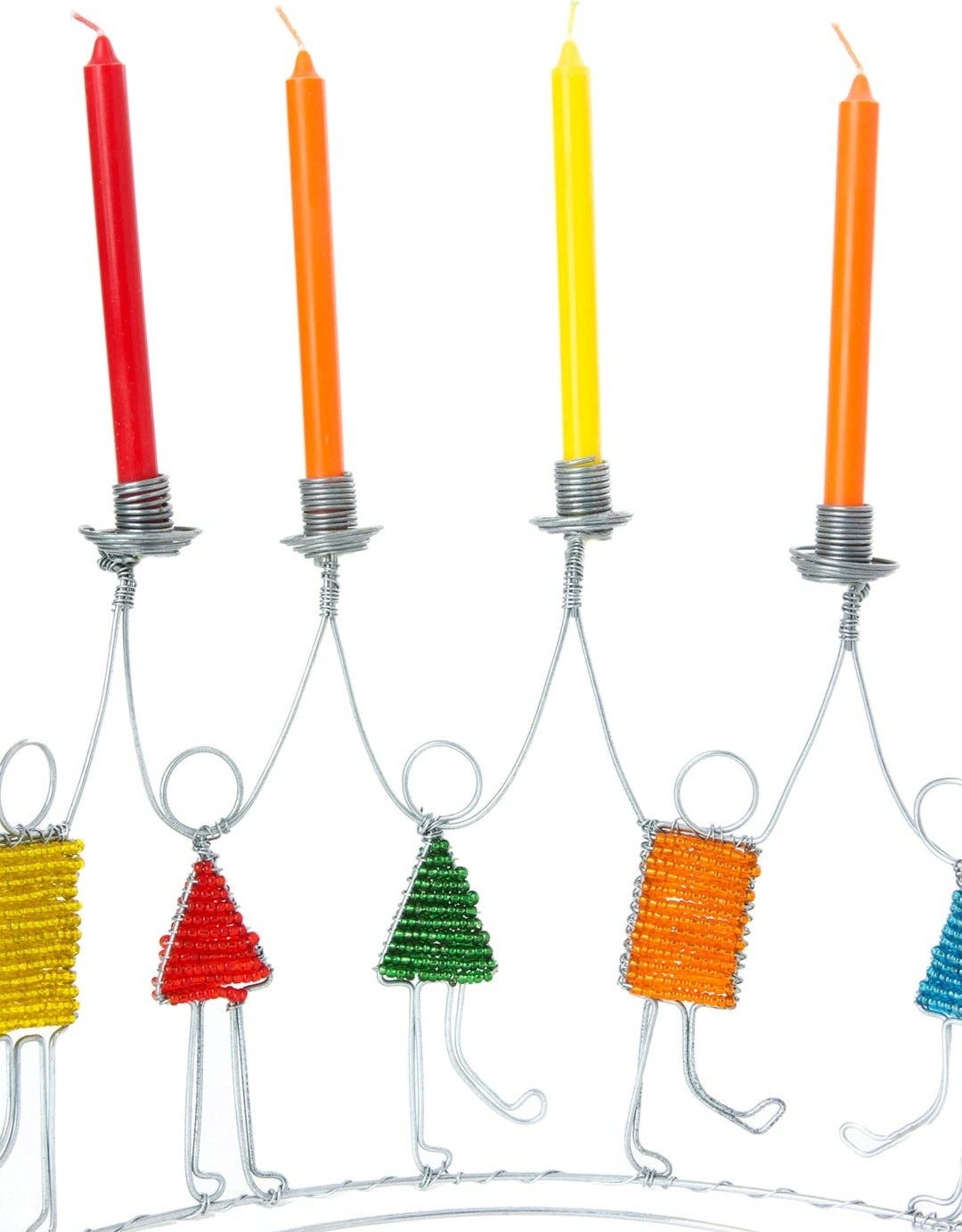 Swahili African Modern Dancing Children Beaded Hanukkah Menorah