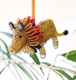 Swahili African Modern ZenZulu Hand Beaded Lion Ornament