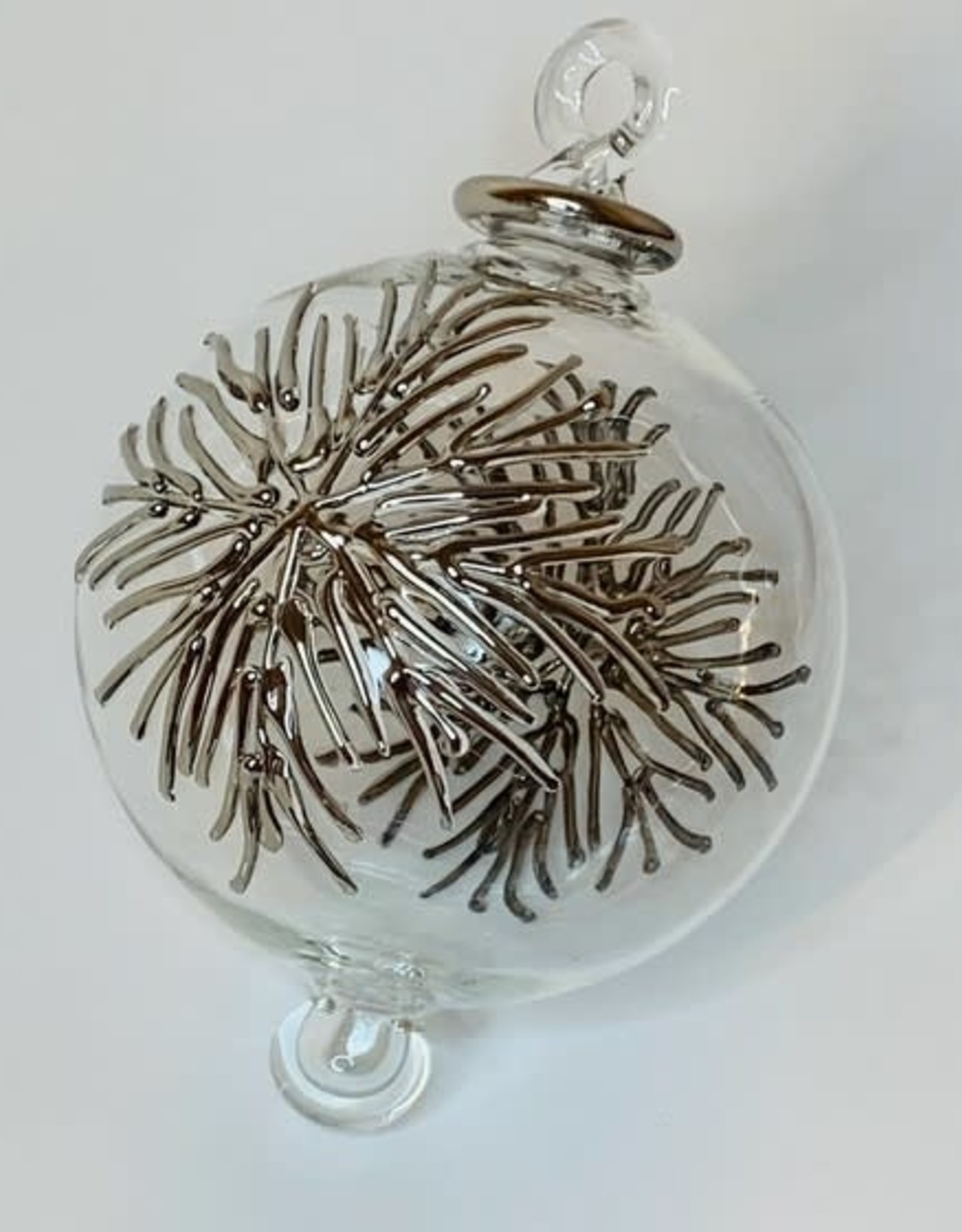 Dandarah Blown Glass Ornament - Frozen Silver