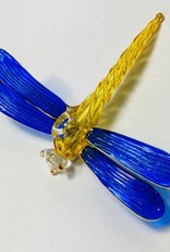 Dandarah Blown Glass Ornament - Dragonfly Blue & Yellow