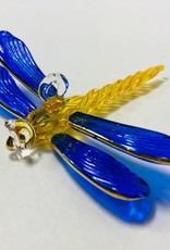 Dandarah Blown Glass Ornament - Dragonfly Blue & Yellow