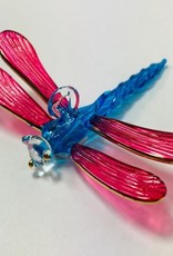 Dandarah Blown Glass Ornament - Dragonfly Fuchsia & Turquoise