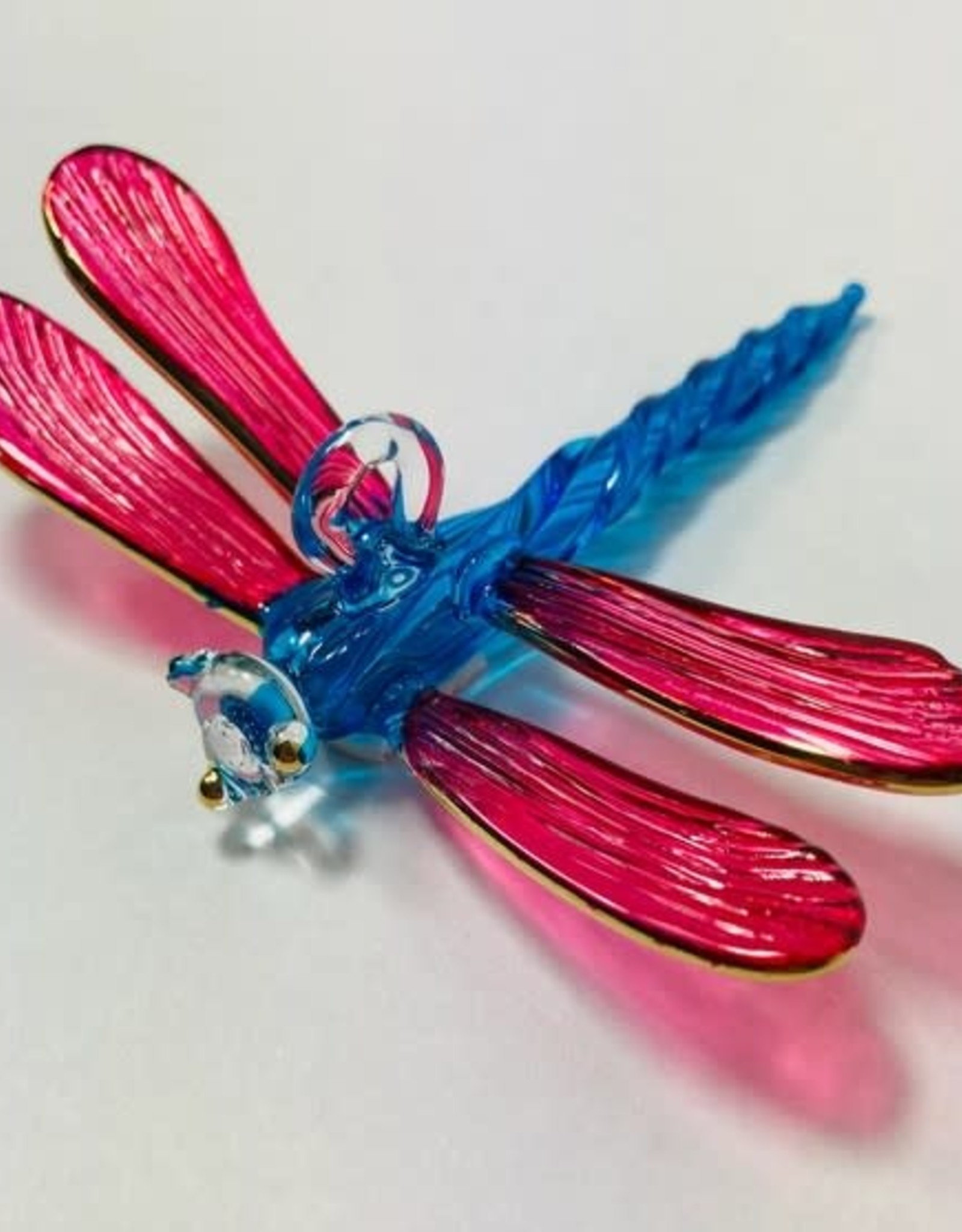 Dandarah Blown Glass Ornament - Dragonfly Fuchsia & Turquoise