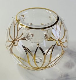 Dandarah Blown Glass Candle Holder - Gold Lotus