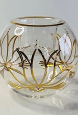 Dandarah Blown Glass Candle Holder - Gold Lotus