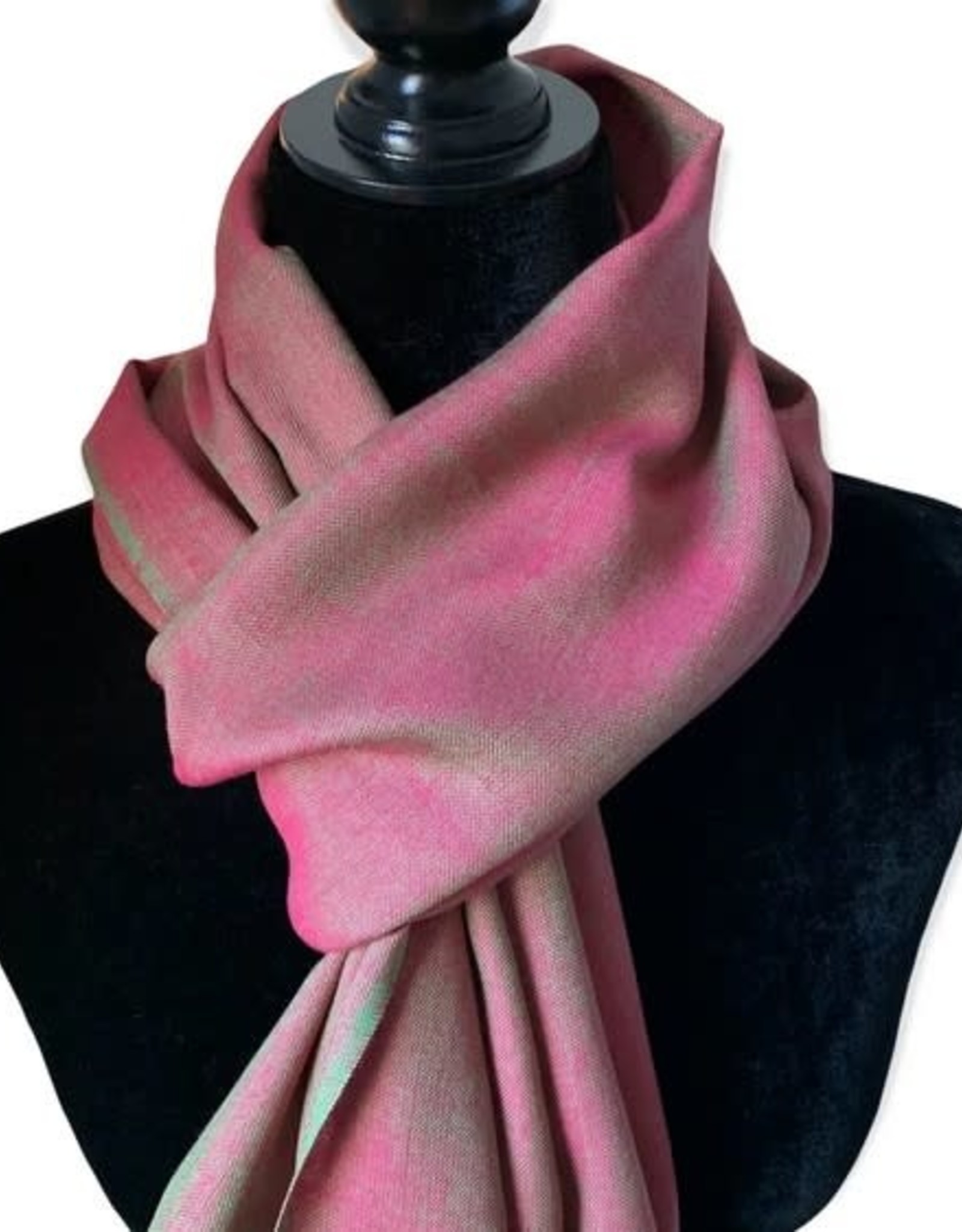 Dandarah Solid Handwoven Scarf - Green & Fuchsia