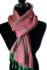 Dandarah Solid Handwoven Scarf - Green & Fuchsia