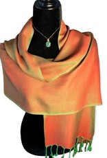 Dandarah Solid Handmade Scarf - Red & Green