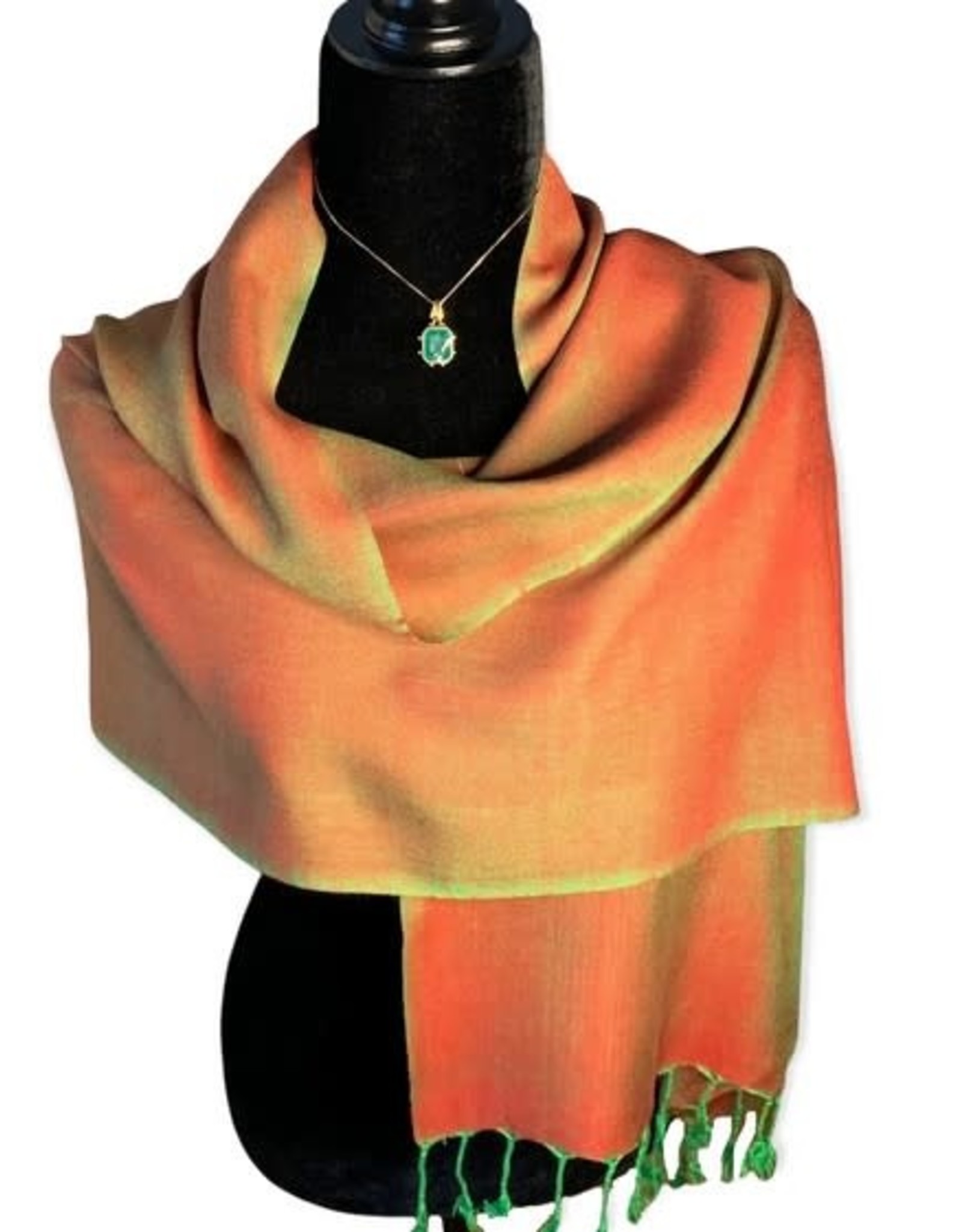 Dandarah Solid Handmade Scarf - Red & Green