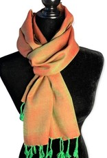 Dandarah Solid Handwoven Scarf - Red & Green